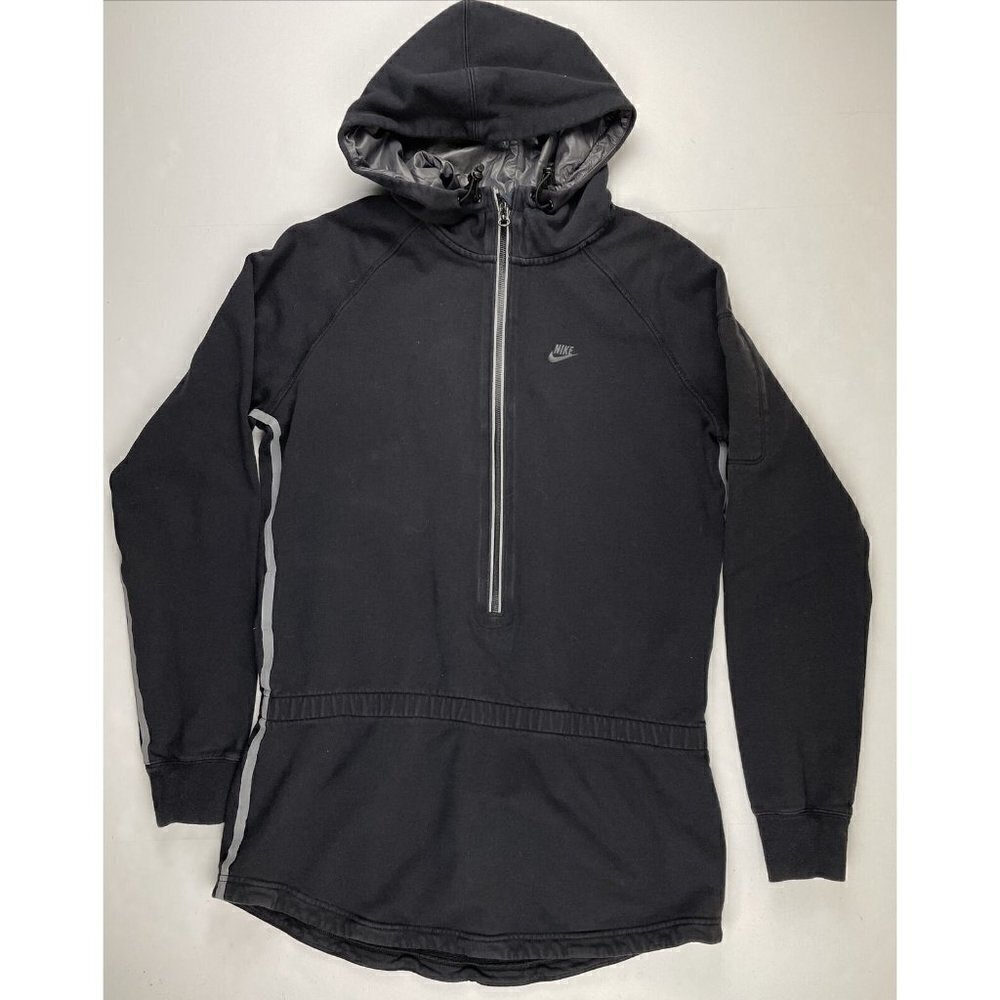Nike Sportswear 1/2 Zip Hoodie Sweatshirt Women’s LG Reflective Black Long